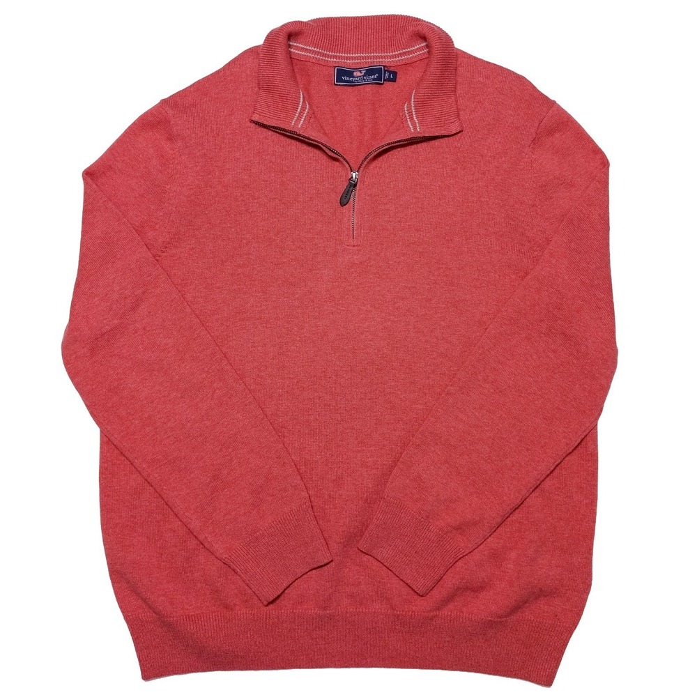 VINEYARD VINES Men's Boathouse Mock Neck Sweater Wool Blend Red Large L